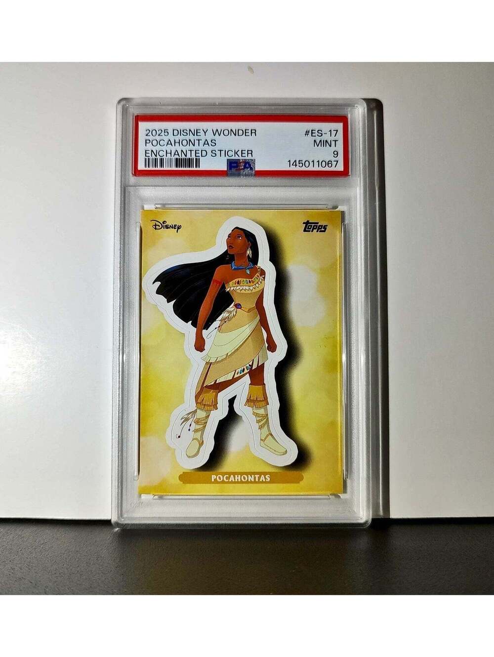 Pocahontas 2025 Topps Disney #ES-17 Enchanted Sticker Card Pocahontas PSA 9